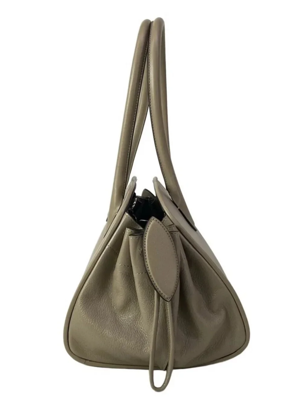 MARNI TULIPEA Small Top-Handle Bag BMMP0167U0 Gray Beige Leather Tote Bag